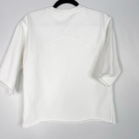 Lululemon Womens 4 White Half Sleeve Pullover Sweatshirt Crew Neck French Terry - Picture 2 of 9